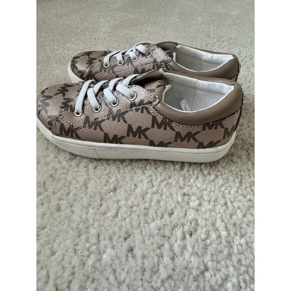 Michael Kors Girls 10c Brown Finola Sneakers Monogrammed Designer Slip on - Picture 5 of 8